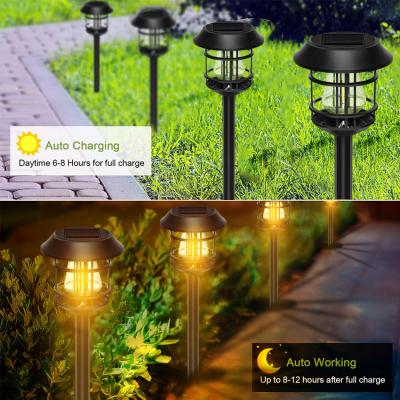 Lumières de pelouse à LED solaires LED lumières de tungstène plus lumineuses lumières de sol décoratives de jardin lumières de paysage de jardin de chemin
