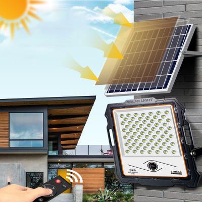 Fournisseurs de la Chine Projecteur solaire extérieur avec caméra de sécurité CCTV Lampe solaire Surveillance WiFi sans fil par contrôle téléphonique
